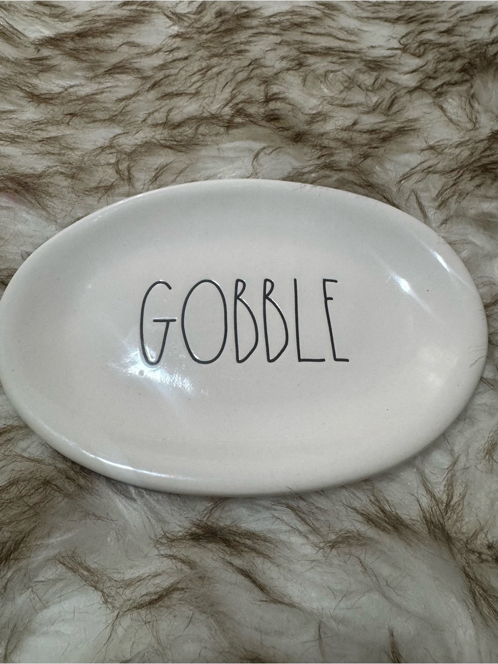 Rae Dunn White "GOBBLE" Oval Ceramic Platter appetizer plate